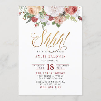Gold Script Shhh! Es ist eine überraschende Geburt Einladung