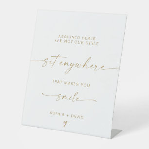 Gold Script Sit Überall keine zugewiesene Sitzplat Sockelschild