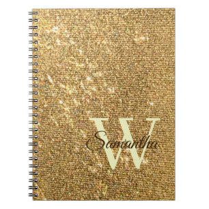 Gold Script Small Monogram Frost Glitzer Girly Notizblock