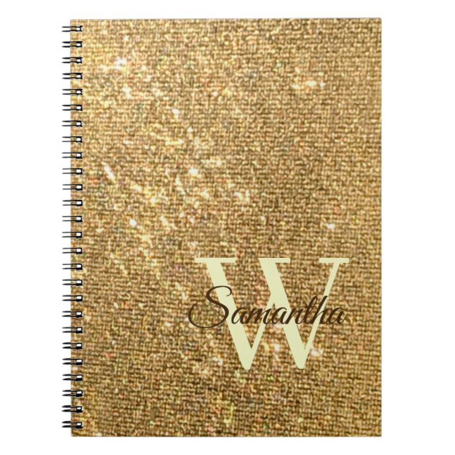 Gold Script Small Monogram Frost Glitzer Girly Notizblock (Vorderseite)