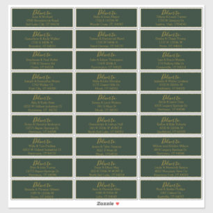 Gold Script Smarald Green Wedding Address Labels