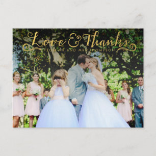 Gold Script Typografie Vielen Dank Foto Postcard Postkarte