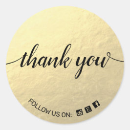 Gold Script Typografy Social Media Icon Vielen Dan Runder Aufkleber