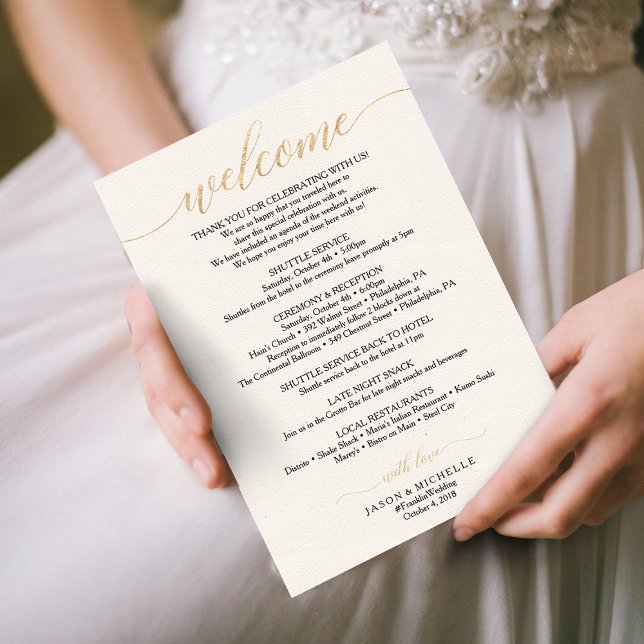 Gold Script Wedding - Begrüßung Einladung (Von Creator hochgeladen)