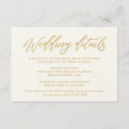 Gold Script Wedding Details Hotel Unterkünfte Begleitkarte