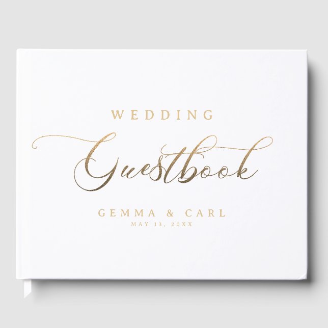 Gold Script Wedding Gästebuch (Vorderseite)