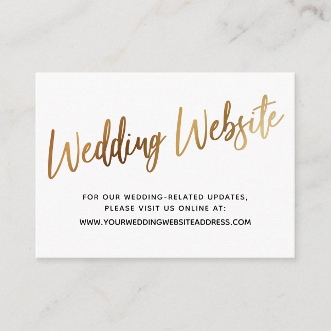 Gold Script Wedding Website, Save the Date Card Begleitkarte (Vorderseite)
