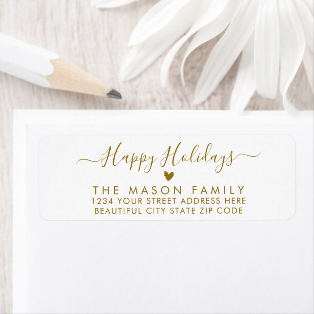 Gold Script Weihnachts-Rücksendeadresse (Insitu)