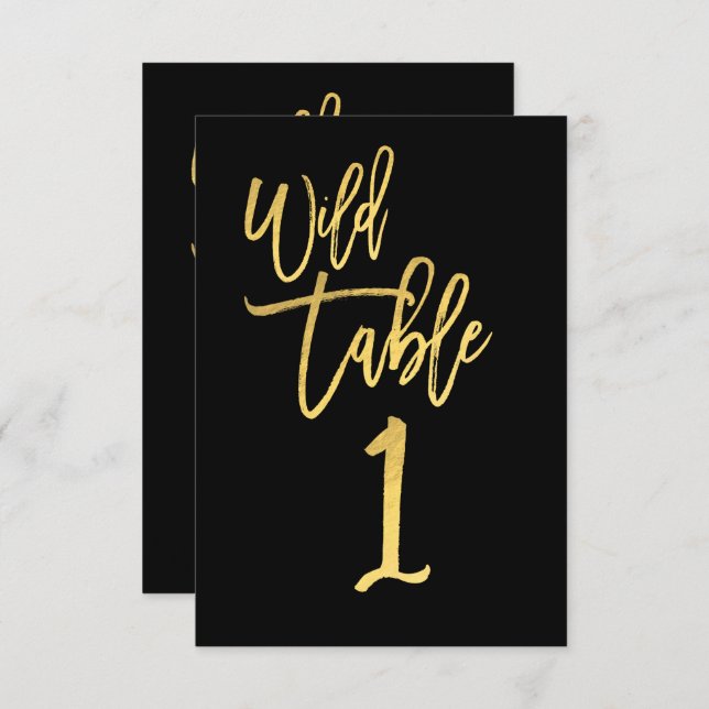 Gold Script Wild Birthday Party Tischnummer 1 (Vorne/Hinten)