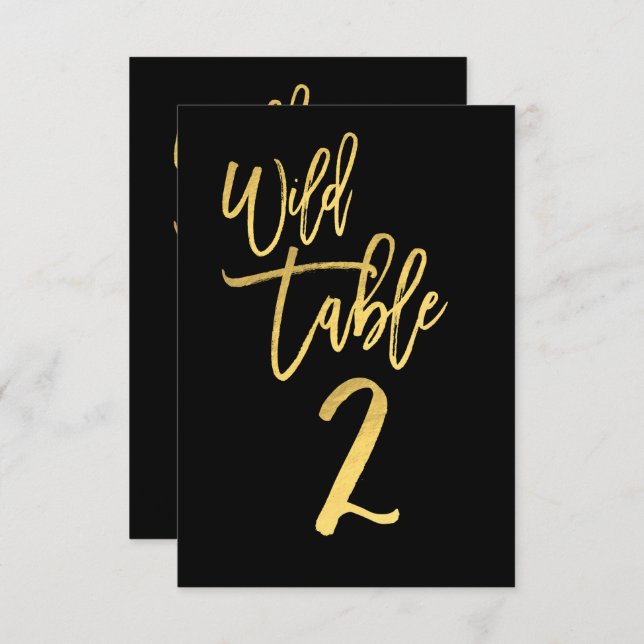 Gold Script Wild Birthday Party Tischnummer 2 (Vorne/Hinten)