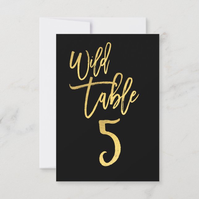 Gold Script Wild Birthday Party Tischnummer 5 (Rückseite)