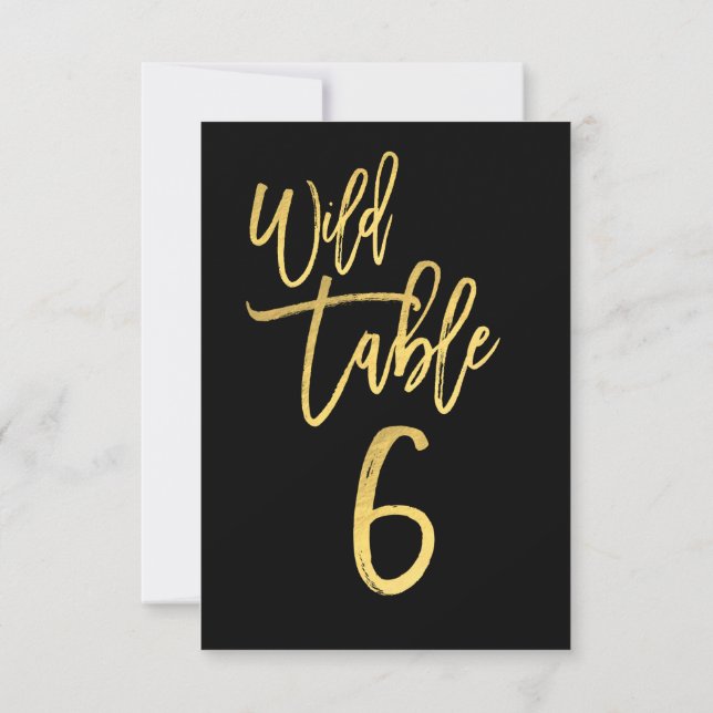 Gold Script Wild Birthday Party Tischnummer 6 (Rückseite)
