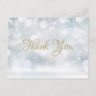 Gold Script Winter Snowflakes Business Thank You Postkarte