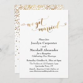 Gold Script Wir haben Verheiratet Confetti Back Go Einladung