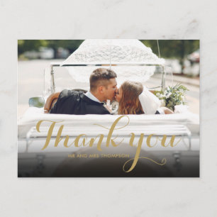 Gold ScriptVielen Dank für Ihre Hochzeit Foto Post Postkarte