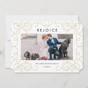 Gold Scroll Holiday Foto Card Feiertagskarte