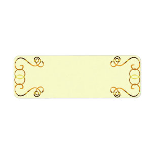Gold-Scrolls auf dem Gelben Rücksendeaufkleber