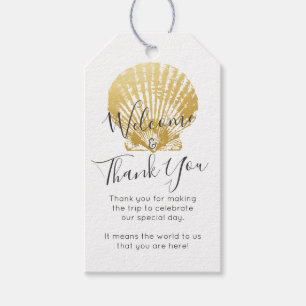 Gold Seashell Beach Wedding Vielen Dank Geschenkanhänger