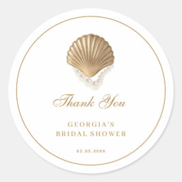 Gold Seashell Coastal Bridal Shower Thank You Runder Aufkleber