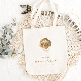 Gold Seashell Custom Coastal Wedding Favor Tragetasche