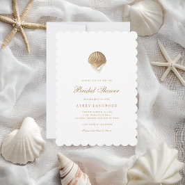 Gold Seashell & Pearl Brautparty Einladung