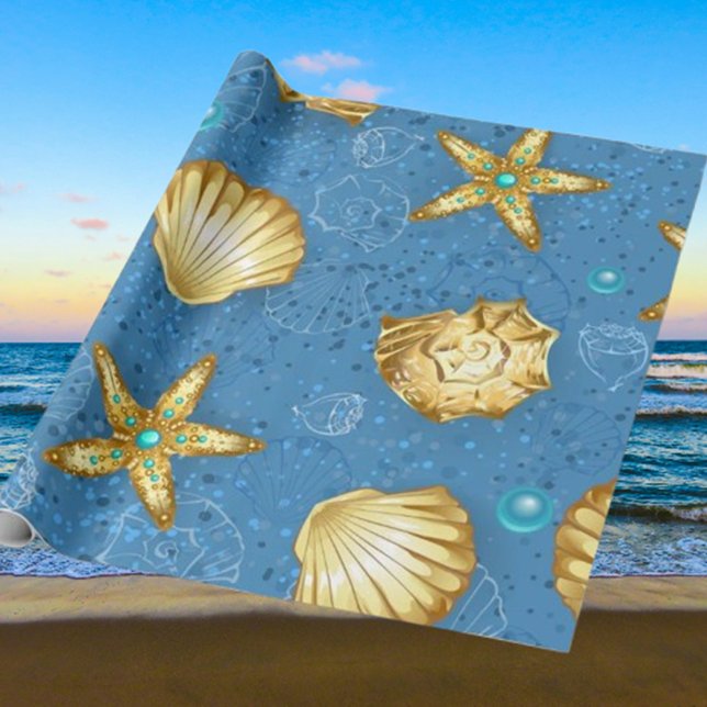 Gold Seashells Geschenkpapier (Stunning Coastal Craft Supplies)