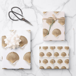Gold Seashells Pearls Geburtstag Brautparty Gesche Geschenkpapier Set