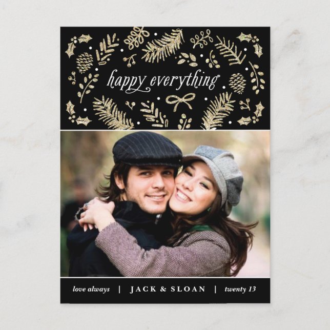 Gold Seasonal Details Holiday Postcard Feiertagspostkarte (Vorderseite)