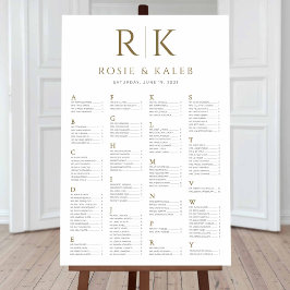 Gold Seating Chart mit Bride & Groom Initialen Poster