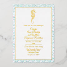 Gold Seepferd mit Aqua Frame Wedding