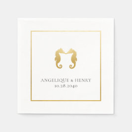 Gold Seepferd Personalisiert Beach Wedding Serviette
