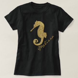 Gold Seepferd Personalisiert T-Shirt