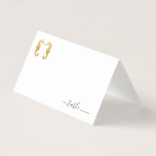 Gold Seepferd Platzkarte mit Beach Spenden Gedicht Visitenkarten