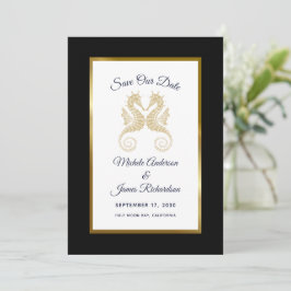 Gold Seepferde Tropische Hochzeit Sichern Sie das Save The Date
