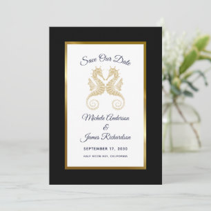 Gold Seepferde Tropische Hochzeit Sichern Sie das Save The Date