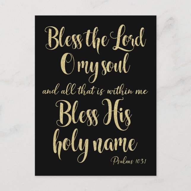 Gold segne das Lord Psalms Bible Verse Postkarte (Vorderseite)