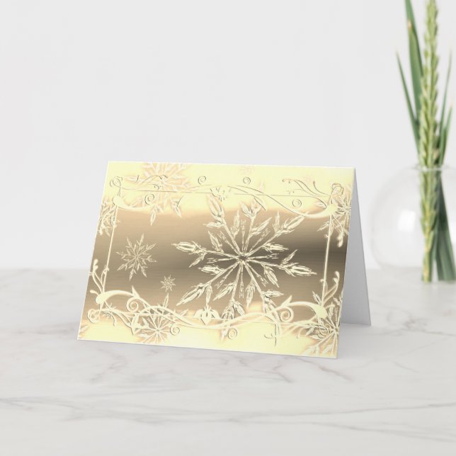 Gold sehen Schneeflocken-Frost aus Karte (Vorderseite)