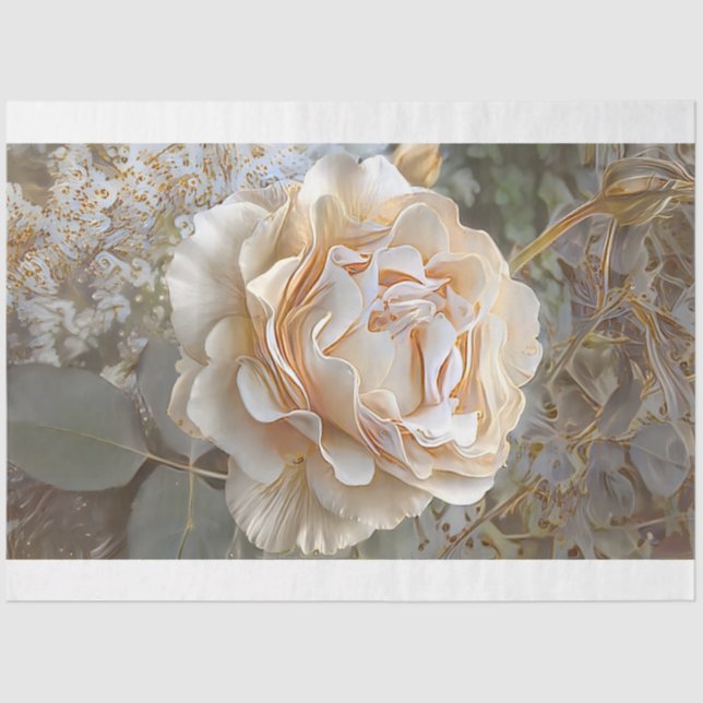 Gold Seide Einzigartige Rose Seidenpapier (Vorderseite)