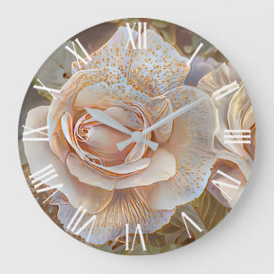 Gold Seide Schöne Rose Kunst, Dichtung und Musik Große Wanduhr