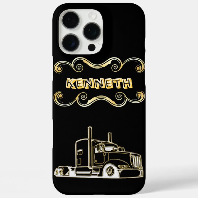 Gold Semi-Truck Digital Art Design Case-Mate iPhone Hülle (Rückseite)