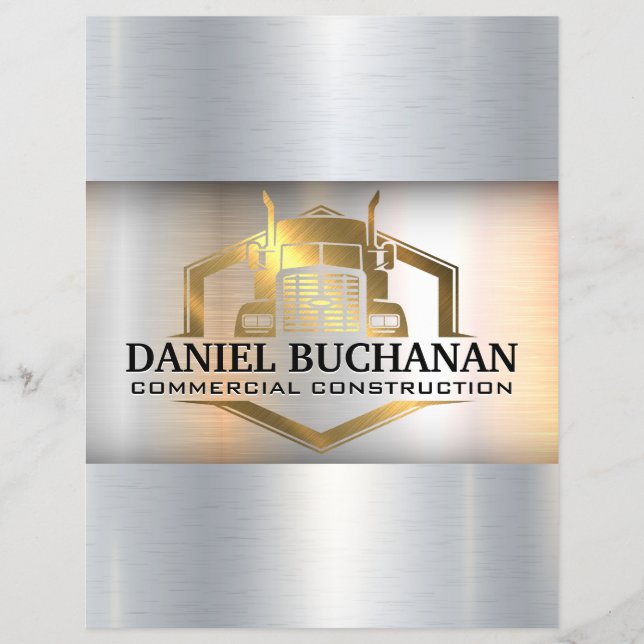 Gold Semi Truck Logo | Metallgewerbe Flyer (Vorne)