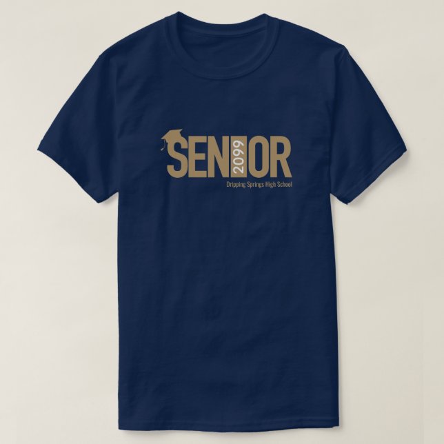 Gold SENIOR mit Graduierungshülse T-Shirt (Design vorne)