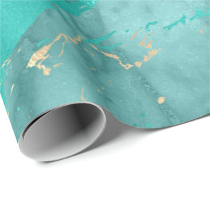 Gold Sepia Aqua Marble Sone Metallic Strokes Geschenkpapier