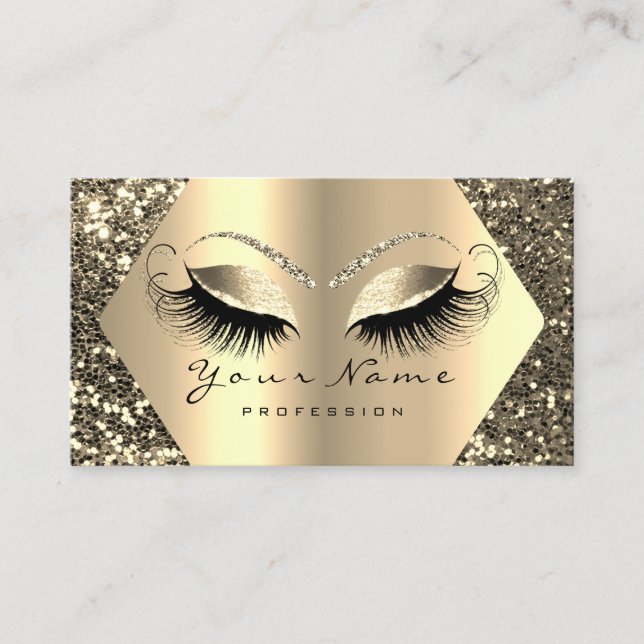 Gold Sepia Glitzer Makeup Artist Lashes Brown VIP Visitenkarte (Vorderseite)