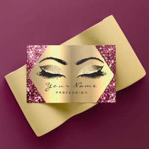 Gold Sepia Glitzer Makeup Artist Lashes Burgundy Visitenkarte