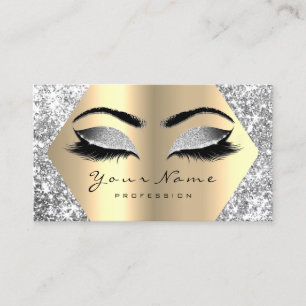 Gold Sepia Glitzer Makeup Artist Lashes Grau Visitenkarte