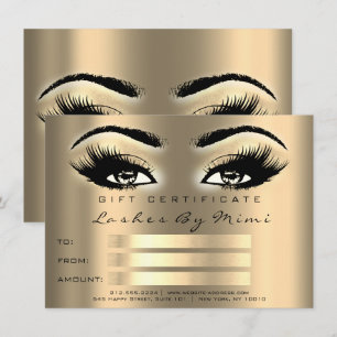 Gold Sepia Lashes Makeup Artist Certificate Gift Einladung