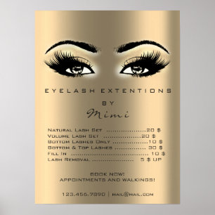 Gold Sepia Makeup Artist Augen Wimpern Preisliste Poster