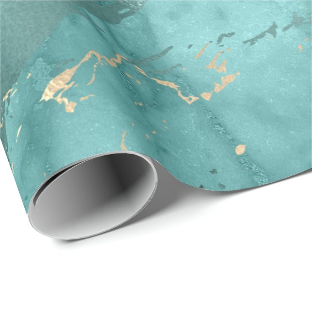 Gold Sepia Tiffany Marble Sone Metallic Strokes Geschenkpapier (Rolleneckpunkt)
