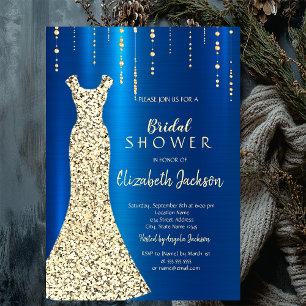 Gold-Sequin-Kleid,blaue metallische Brautparty Einladung